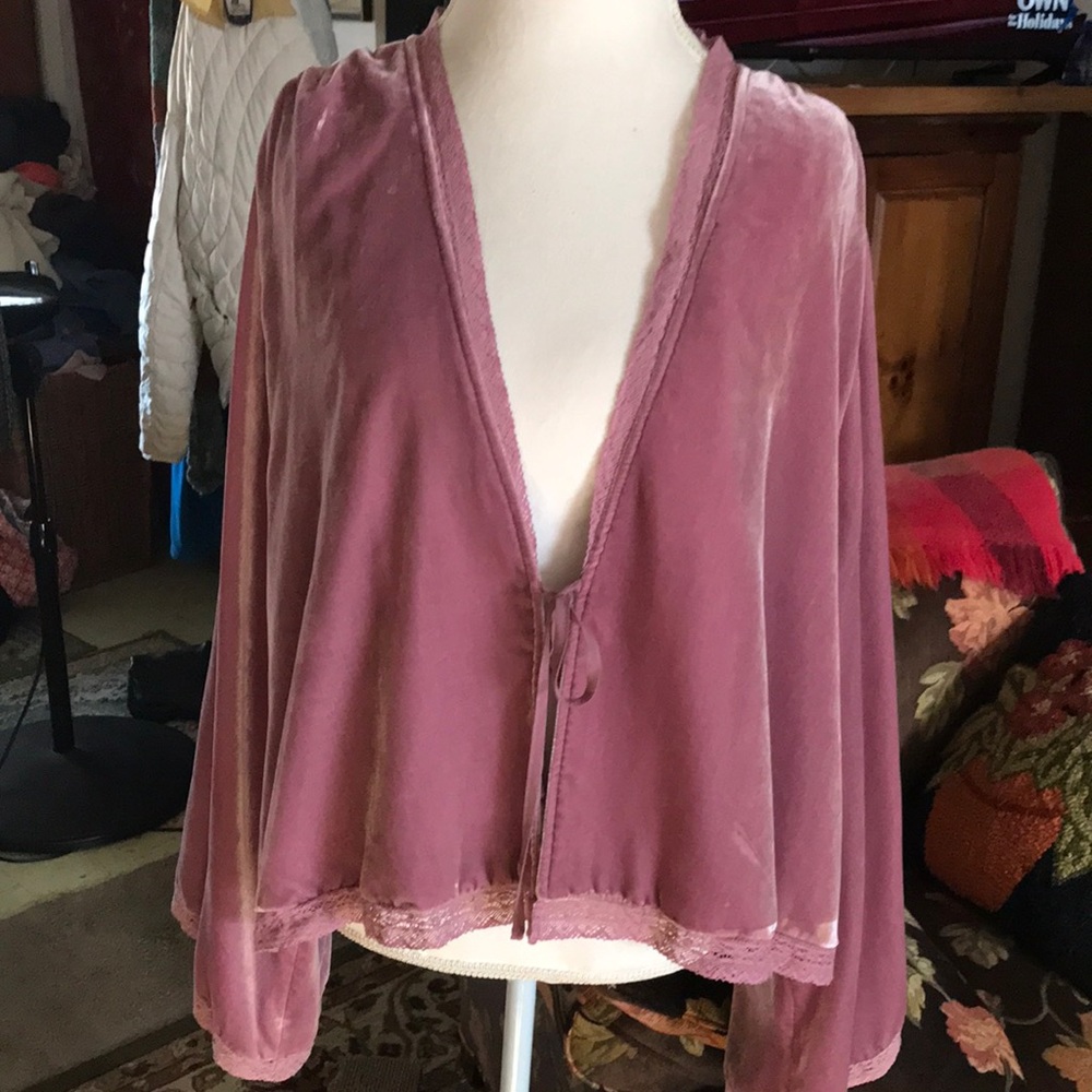 Free people velvet bed jacket lg